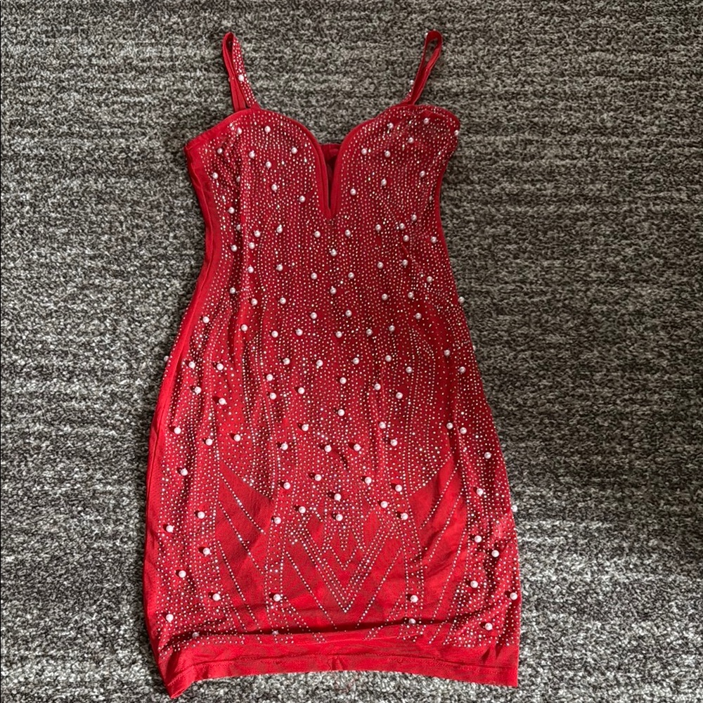 Elegant Red Beaded Dress